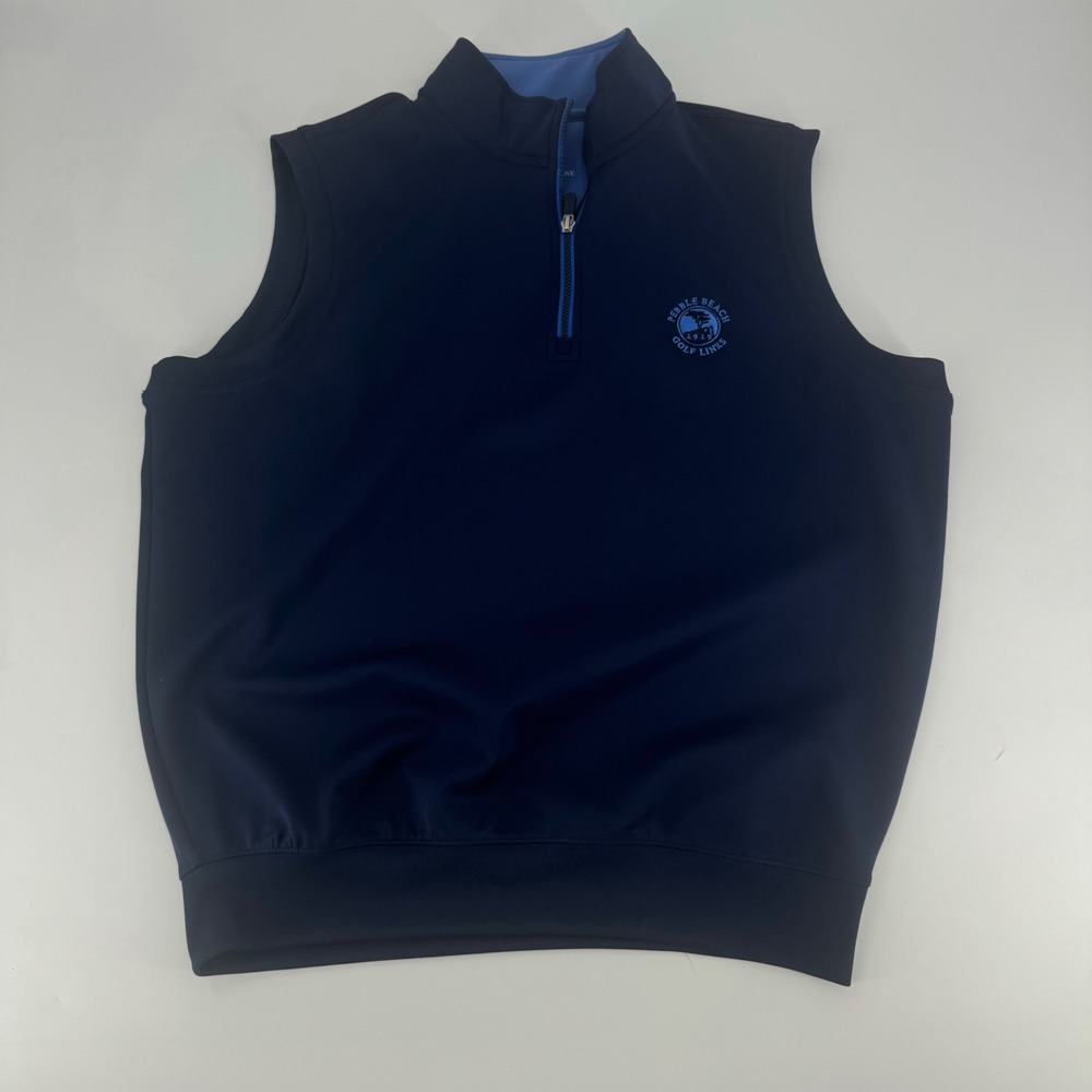 Fairway & Greene Pebble Beach Golf Links Vest Mens Medium Navy Blue Quarter Zip